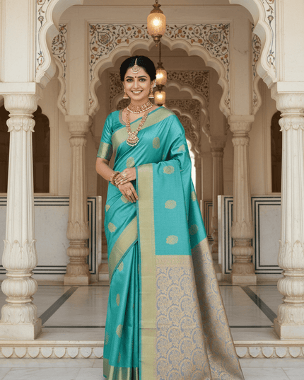 Kanchipuram Luxe Silk Saree | Semi Tissue Festive Collection | Rosepetals Luxe - Rosepetals Luxe