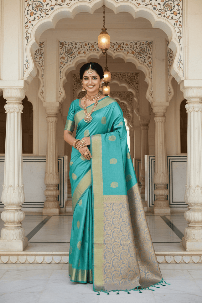 Kanchipuram Luxe Silk Saree | Semi Tissue Festive Collection | Rosepetals Luxe - Rosepetals Luxe