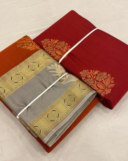 Kanchipuram Luxe Silk Saree | Trending Butta Combo with Contrast Border - Rosepetals Luxe