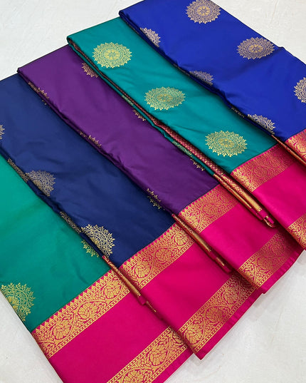 Kanchipuram Luxe Silk Saree | Trending Colours | Zari Border | Festive & Wedding - Rosepetals Luxe