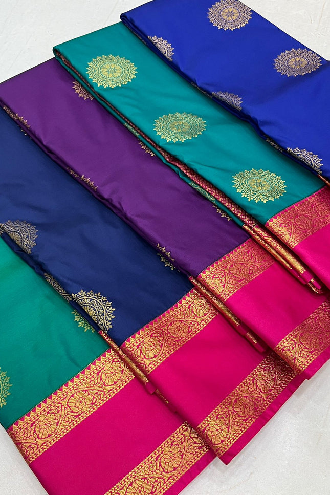 Kanchipuram Luxe Silk Saree | Trending Colours | Zari Border | Festive & Wedding - Rosepetals Luxe
