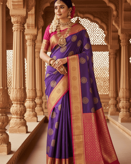 Kanchipuram Luxe Silk Saree | Trending Colours | Zari Border | Festive & Wedding - Rosepetals Luxe