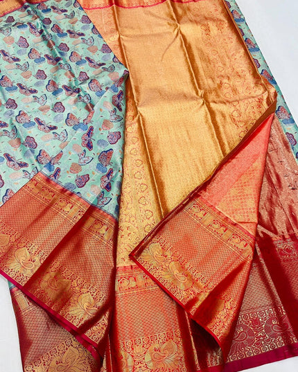 Kanchipuram Luxe Silk Saree with Contrast Border - Rosepetals Luxe