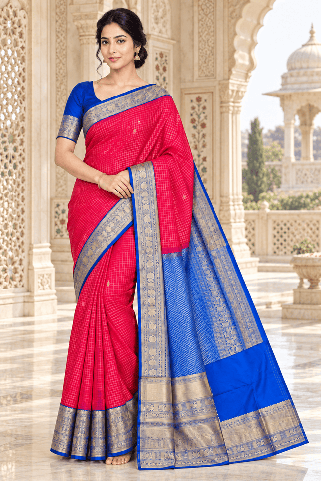 Kanchipuram Luxe Silk Saree with Woven Design - Rosepetals Luxe