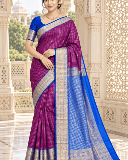 Kanchipuram Luxe Silk Saree with Woven Design - Rosepetals Luxe