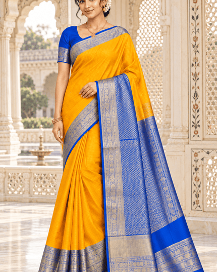 Kanchipuram Luxe Silk Saree with Woven Design - Rosepetals Luxe