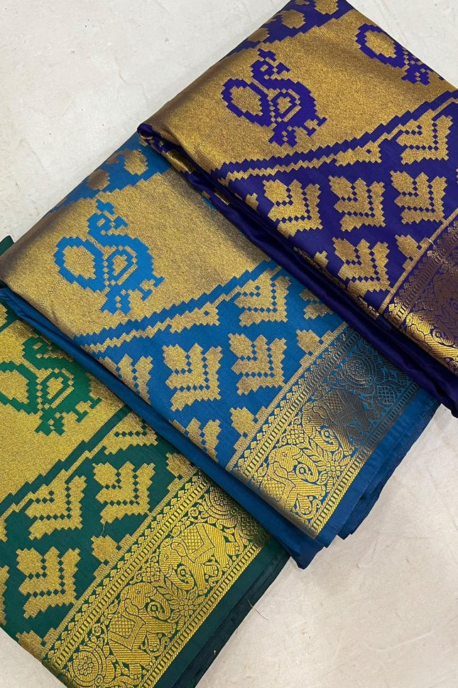 Kanchipuram Luxe Silk Saree with Zari Border - Rosepetals Luxe