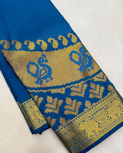Kanchipuram Luxe Silk Saree with Zari Border - Rosepetals Luxe