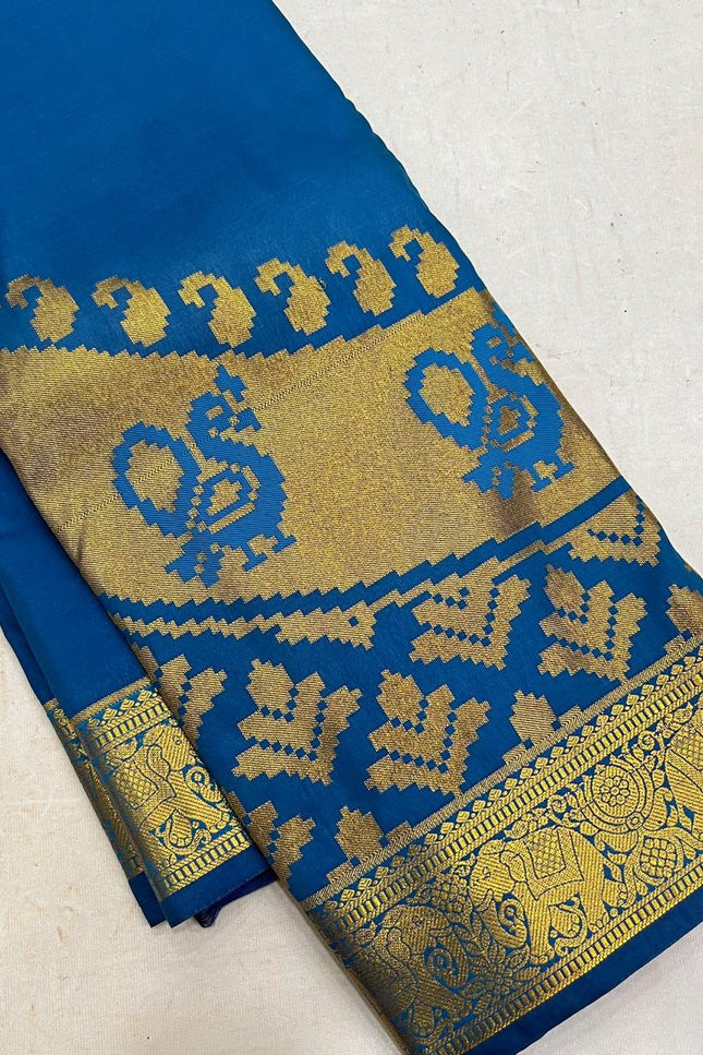 Kanchipuram Luxe Silk Saree with Zari Border - Rosepetals Luxe