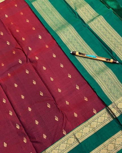 Kanchipuram Premium Pure Silk Saree with Gap Border | Silk Mark Certified - Rosepetals Luxe