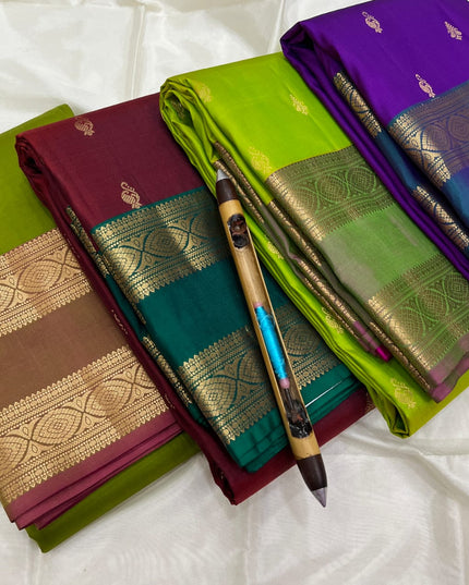 Kanchipuram Premium Pure Silk Saree with Gap Border | Silk Mark Certified - Rosepetals Luxe