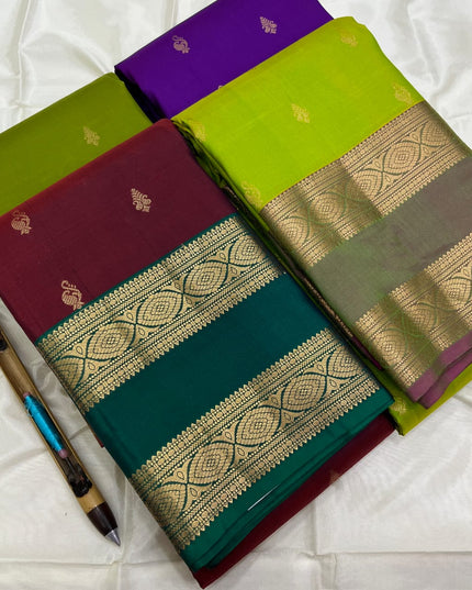 Kanchipuram Premium Pure Silk Saree with Gap Border | Silk Mark Certified - Rosepetals Luxe
