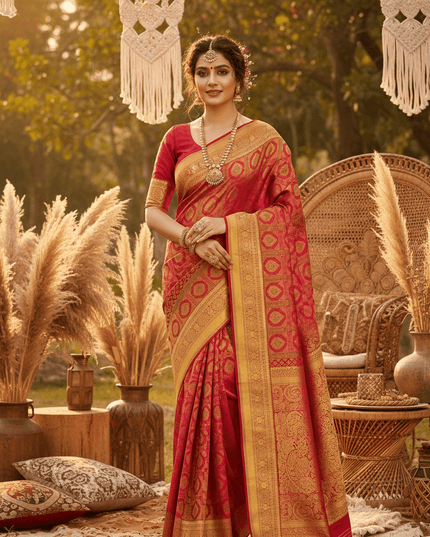 Kanchipuram Pure Silk Bridal Saree | 2 Gram Handloom | Silk Mark Certified - Rosepetals Luxe