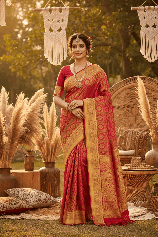 Kanchipuram Pure Silk Bridal Saree | 2 Gram Handloom | Silk Mark Certified - Rosepetals Luxe