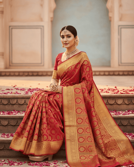 Kanchipuram Pure Silk Bridal Saree | 2 Gram Handloom | Silk Mark Certified - Rosepetals Luxe