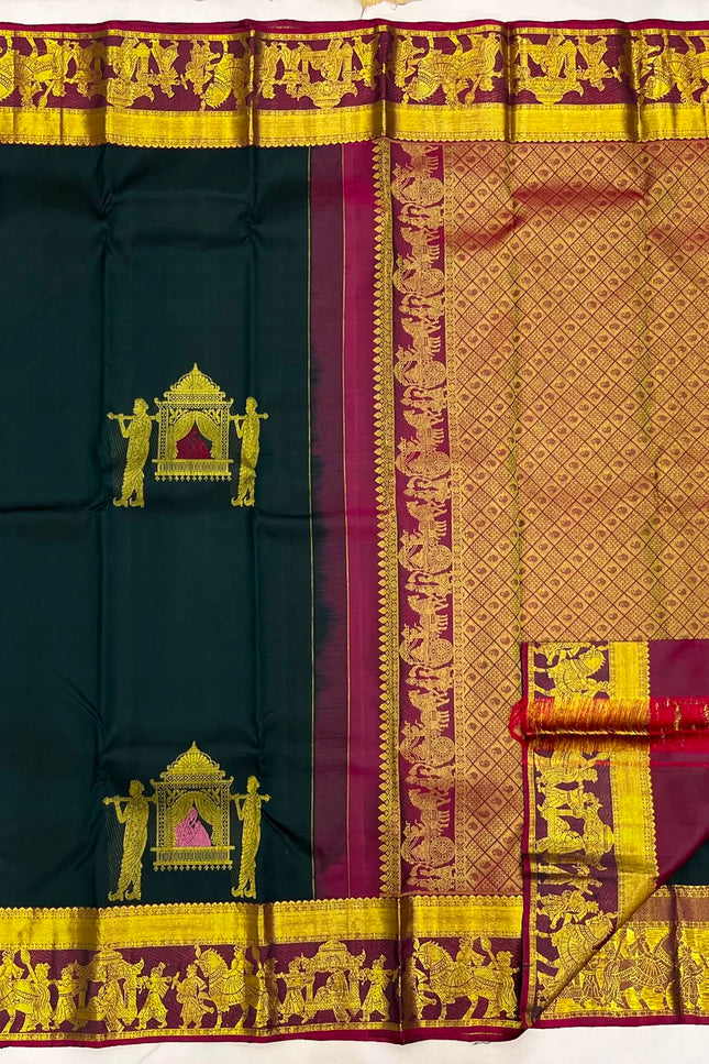 Kanchipuram Pure Silk Handloom Saree | Silk Mark Certified - Rosepetals Luxe