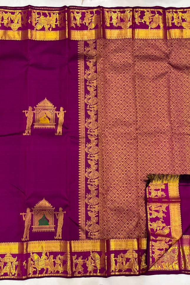 Kanchipuram Pure Silk Handloom Saree | Silk Mark Certified - Rosepetals Luxe