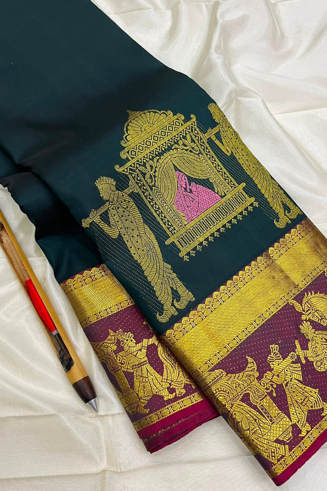 Kanchipuram Pure Silk Handloom Saree | Silk Mark Certified - Rosepetals Luxe