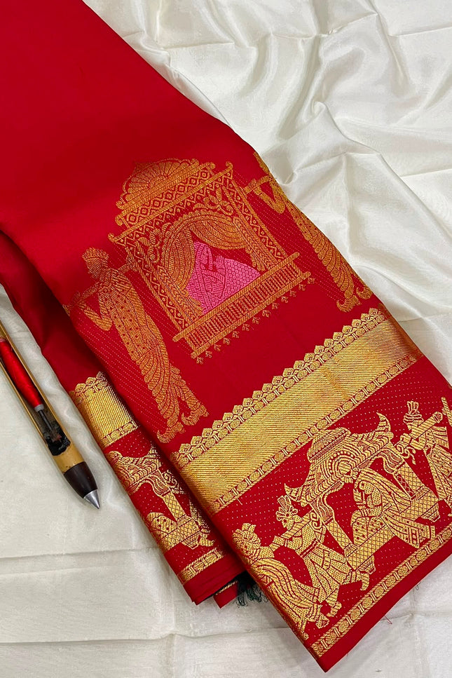 Kanchipuram Pure Silk Handloom Saree | Silk Mark Certified - Rosepetals Luxe