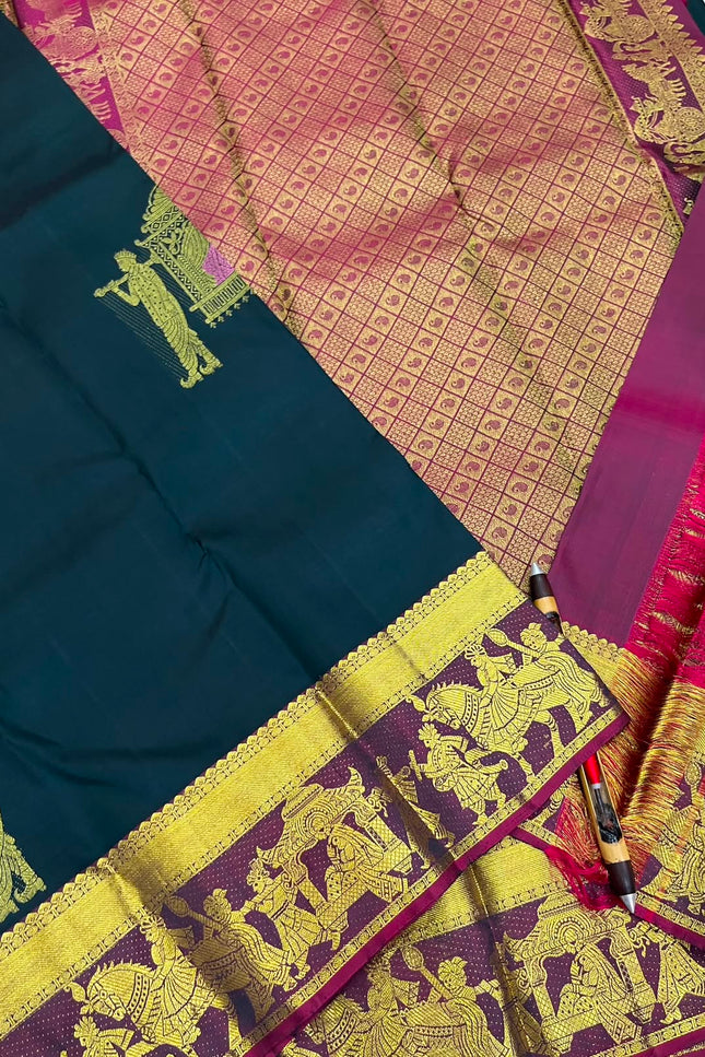 Kanchipuram Pure Silk Handloom Saree | Silk Mark Certified - Rosepetals Luxe