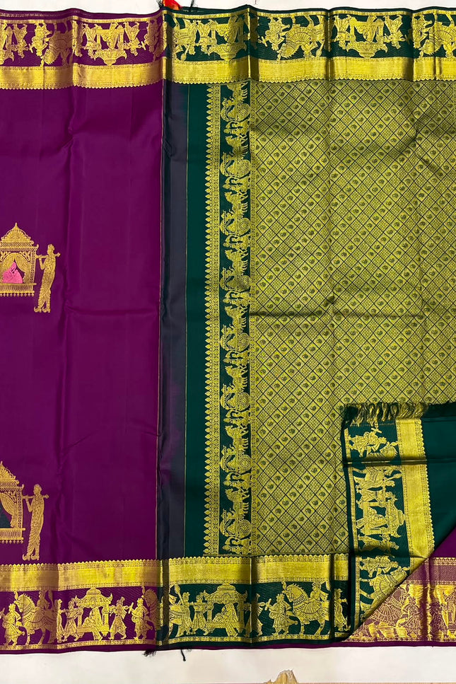 Kanchipuram Pure Silk Handloom Saree | Silk Mark Certified - Rosepetals Luxe