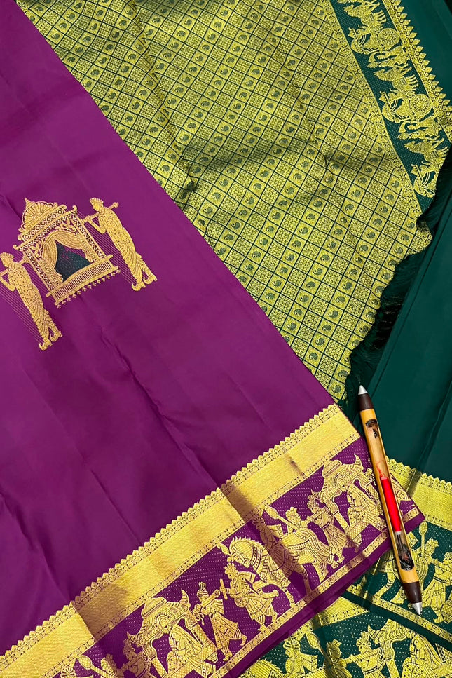 Kanchipuram Pure Silk Handloom Saree | Silk Mark Certified - Rosepetals Luxe