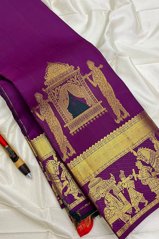 Kanchipuram Pure Silk Handloom Saree | Silk Mark Certified - Rosepetals Luxe