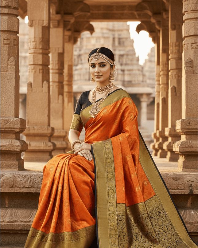 Kanchipuram Pure Silk Saree | Bridal Collection with Silk Mark - Rosepetals Luxe