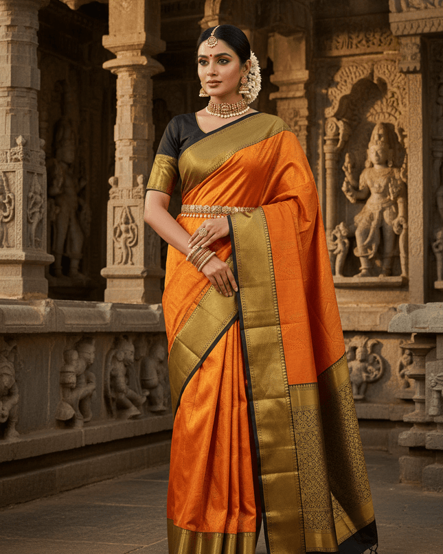 Kanchipuram Pure Silk Saree | Bridal Collection with Silk Mark - Rosepetals Luxe