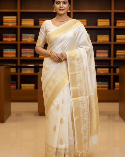 Kanchipuram Pure Silk Saree | Fancy Butta Design | Silk Mark Certified | 5 Colours - Rosepetals Luxe