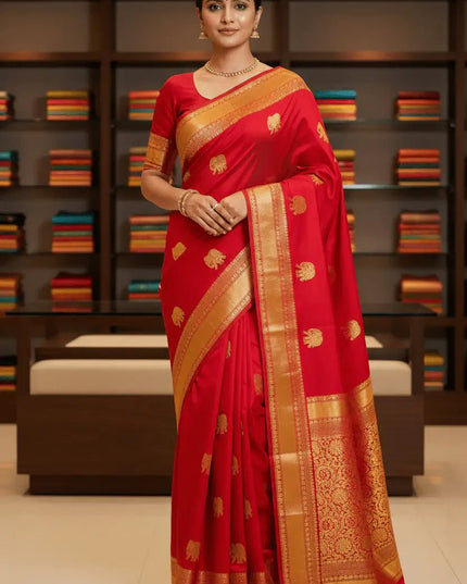 Kanchipuram Pure Silk Saree | Fancy Butta Design | Silk Mark Certified | 5 Colours - Rosepetals Luxe