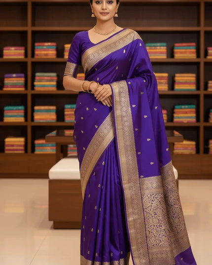 Kanchipuram Pure Silk Saree | Fancy Butta Design | Silk Mark Certified | 5 Colours - Rosepetals Luxe