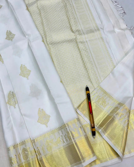 Kanchipuram Pure Silk Saree | Fancy Butta Design | Silk Mark Certified | 5 Colours - Rosepetals Luxe