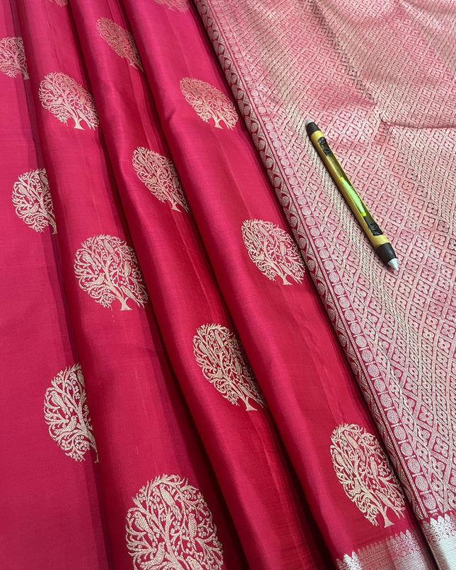 Kanchipuram Pure Silk Saree | Fancy Butta | Silk Mark Certified - Rosepetals Luxe