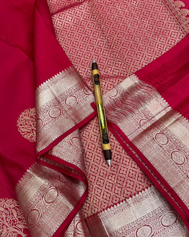 Kanchipuram Pure Silk Saree | Fancy Butta | Silk Mark Certified - Rosepetals Luxe