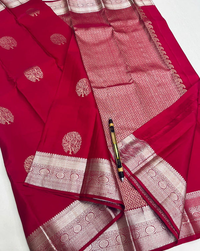 Kanchipuram Pure Silk Saree | Fancy Butta | Silk Mark Certified - Rosepetals Luxe