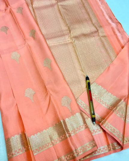 Kanchipuram Pure Silk Saree | Fancy Butta Weave | Handloom | Silk Mark Certified - Rosepetals Luxe