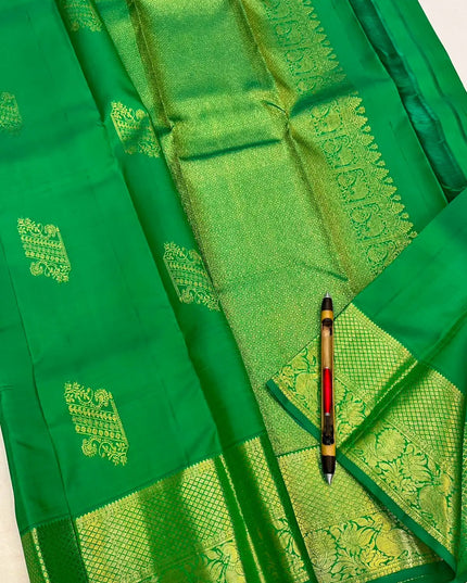 Kanchipuram Pure Silk Saree | Fancy Butta Weave | Handloom | Silk Mark Certified - Rosepetals Luxe