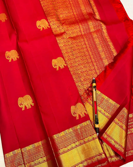 Kanchipuram Pure Silk Saree | Fancy Butta Weave | Handloom | Silk Mark Certified - Rosepetals Luxe