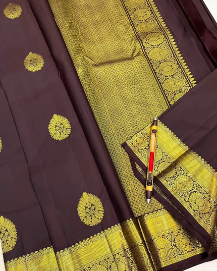Kanchipuram Pure Silk Saree | Fancy Butta Weave | Handloom | Silk Mark Certified - Rosepetals Luxe