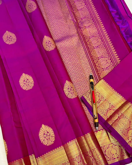 Kanchipuram Pure Silk Saree | Fancy Butta Weave | Handloom | Silk Mark Certified - Rosepetals Luxe