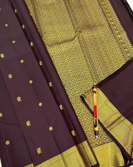 Kanchipuram Pure Silk Saree | Fancy Butta Weave | Handloom | Silk Mark Certified - Rosepetals Luxe