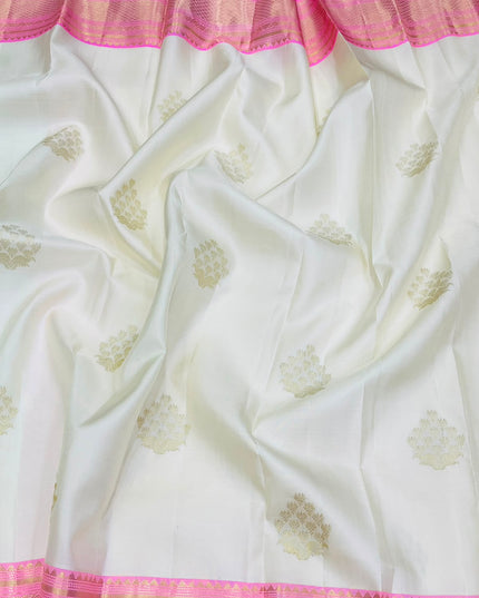 Kanchipuram Pure Silk Saree | Fancy Butta Weave | Silk Mark Certified - Rosepetals Luxe