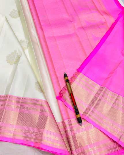 Kanchipuram Pure Silk Saree | Fancy Butta Weave | Silk Mark Certified - Rosepetals Luxe