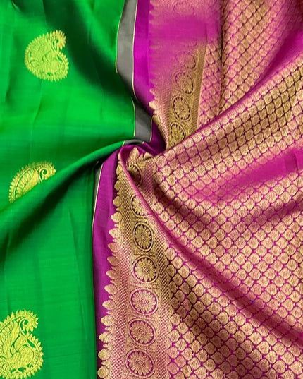 Kanchipuram Pure Silk Saree | Fancy Butta Weave with Silk Mark Certified - Rosepetals Luxe