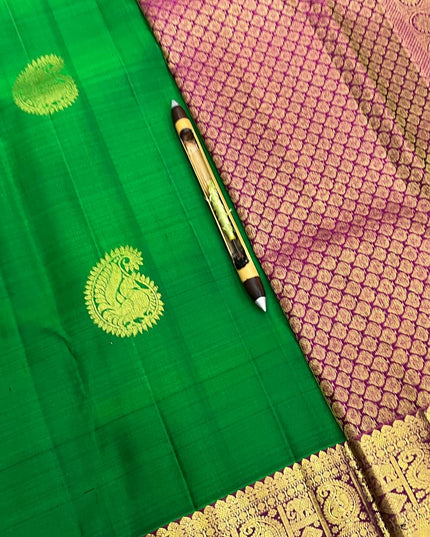 Kanchipuram Pure Silk Saree | Fancy Butta Weave with Silk Mark Certified - Rosepetals Luxe
