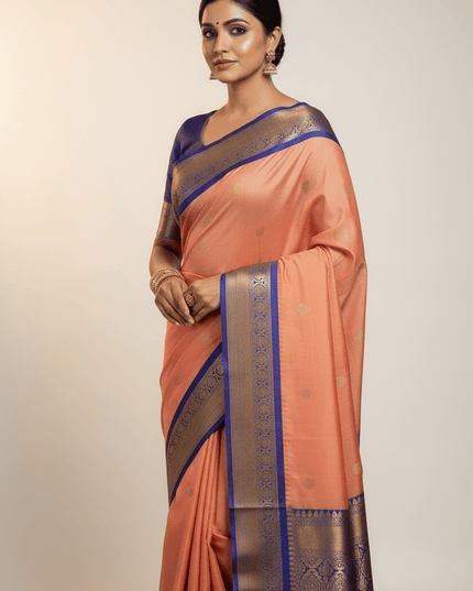 Kanchipuram Pure Silk Saree | Korvai Butta Collection - Rosepetals Luxe