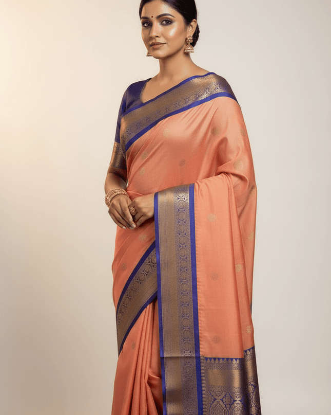 Kanchipuram Pure Silk Saree | Korvai Butta Collection - Rosepetals Luxe