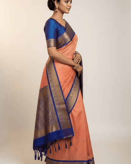 Kanchipuram Pure Silk Saree | Korvai Butta Collection - Rosepetals Luxe
