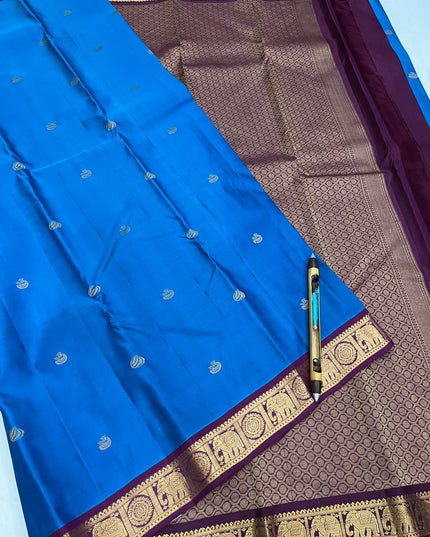 Kanchipuram Pure Silk Saree | Korvai Butta Collection - Rosepetals Luxe